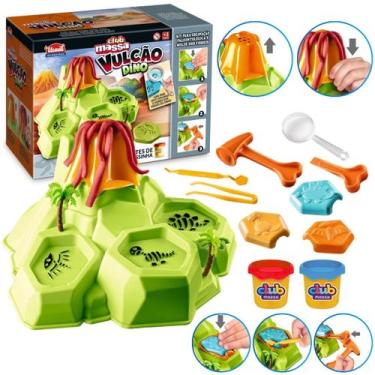 Imagem de Vulcão Brinquedo Massinha De Modelar Ilha Dos Dinossauros 8 acessórios