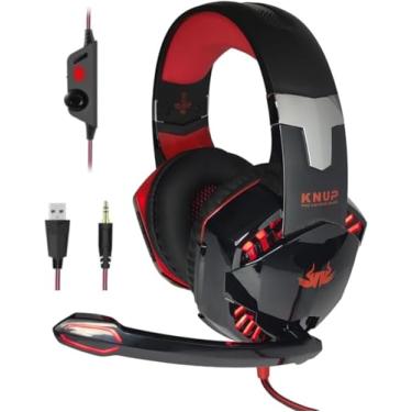 Imagem de Headset Fone de Ouvido Knup Hathor Video Game Gamers Pc Celular Computador Notebook Consoles cor Vermelho