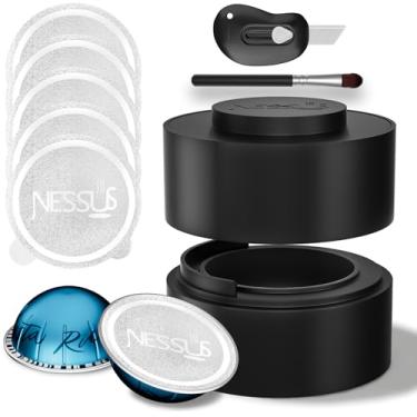 Imagem de Kit de cápsulas reutilizáveis para cápsulas Nespresso Vertuo, recarregáveis, acessórios de café expresso Vertuo com 100 tampas, suporte e escova para máquina de cápsulas Nespresso Vertuo Plus Next
