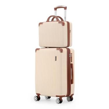 Imagem de Mala de Bordo 10kg com Frasqueira Bagagem de Mão Expansivel Aprovada ANAC com 4 Rodas duplas 360° Cadeado AntiFurto TSA Mala de Viagem Alça Lateral com Divisória, Leve Resistente (Bege)