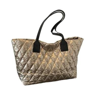 Imagem de Bolsa Tote Xadrez Feminina De Grande Capacidade Casual Inverno Para Ba