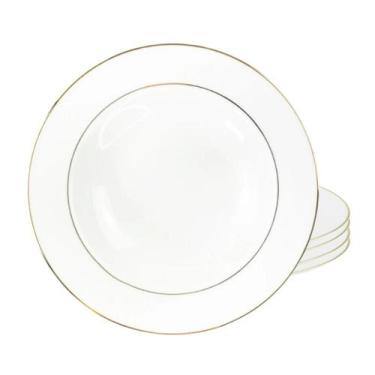 Imagem de Jogo Pratos Fundo 20,5Cm Kit 4Pcs Borda Dourada Majesty Gold - L'hermi