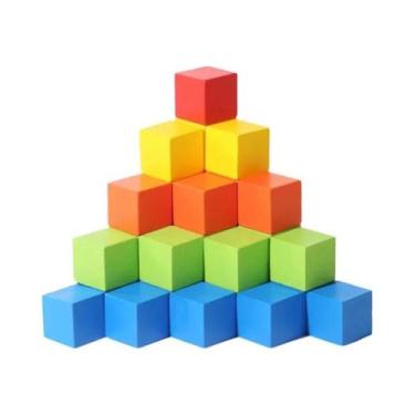 Imagem de Blocos de Madeira Coloridos para Empilhar - 50/100 Peças - Brinquedo E