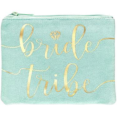 Imagem de Sacos de maquiagem da Tribo da Noiva - Favor de dama de honra para festa de despedida de solteira, chá de panela, casamento. Bolsa de cosméticos/artigos de higiene, kit de sobrevivência de casamento, kit de ressaca, lembrança, Hortelã, 1pc Bride Tribe