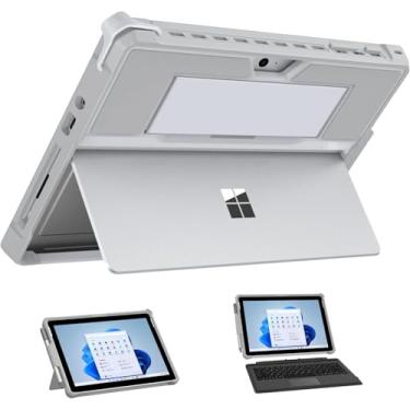 Imagem de Capa MoKo Fit Surface Go 2, capa protetora robusta multifuncional com alça de mão para suporte de caneta, compatível com teclado tipo capa para Surface Go 2 2020 / Surface Go 2018 10 polegadas, Silver Gray