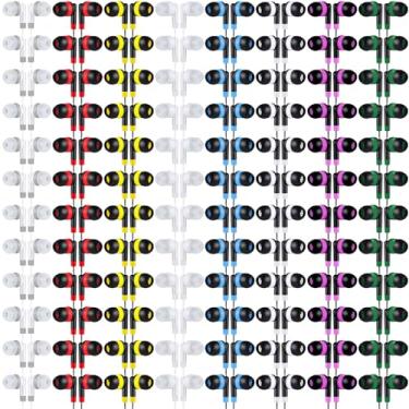 Imagem de Konohan 160 unidades de fones de ouvido a granel com fio, fones de ouvido infantis para sala de aula, fones de ouvido com fio para estudantes, embalados individualmente, 8 cores, fones de ouvido a