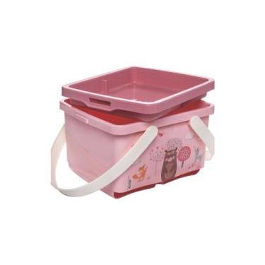 Imagem de Caixa Organizadora Infantil Porta Fraldas Bebê Plasútil, Bichinho Rosa