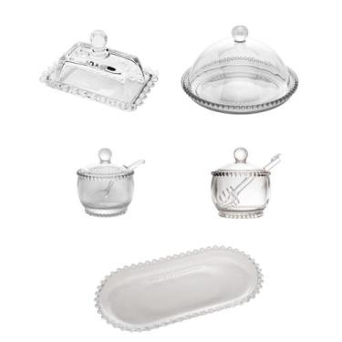 Imagem de Kit Queijeira + Manteigueira + Açucareiro + Meleira + Travessa Pearl W