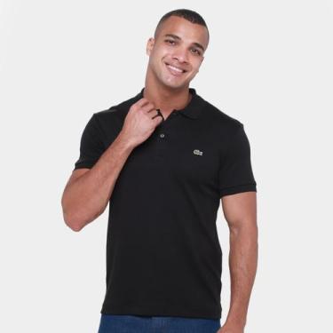 Imagem de Camisa Polo Lacoste Regular Fit Algodão Leve Masculina, Preto, P