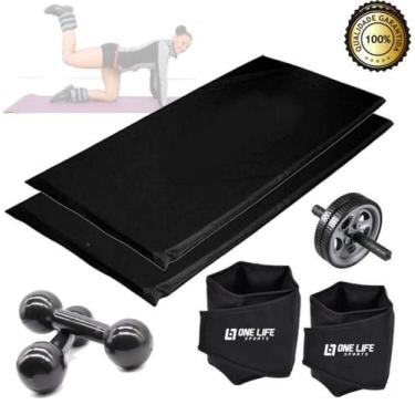 Imagem de Tornozeleira Caneleira Par 5Kg + Par Halter 4 Kg + Roda Abd - Infinity