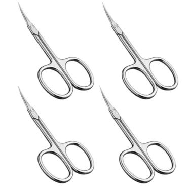 Imagem de 1-8 peças Tesoura de manicure russa para recrescimento de cutículas, corte de unhas com ponta curva, removedor profissional de aço inoxidável, 4 peças