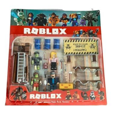 Imagem de Cartela 4 Boneco 7Cm Roblox Toys Zombie + Cenario Apocalipse