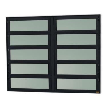 Imagem de Janela De Aluminio Basculante 2 Seções Elite Vidro Boreal 100cm X 240cm Brimak Preto