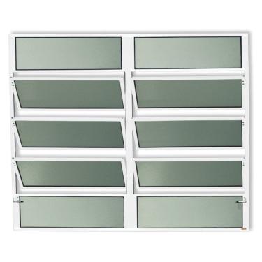 Imagem de Janela De Aluminio Basculante 2 Seções Plus Vidro Boreal 100cm X 120cm Brimak Branco