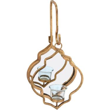 Imagem de Sídon Castiçal Pendente 39X18X13Cm Metal Dourado