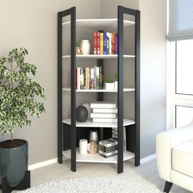 Imagem de Estante De Canto 5 Prateleiras Haia Yescasa Preto/Branco