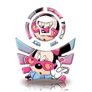 Imagem de Kit Protetor Tanque E Bocal Moto Honda Acima 2018 Minnie Rosa De Oculos Rosa
