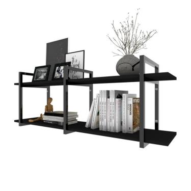 Imagem de Prateleira Industrial Moveis Escritorio Quarto Estante Infantil Planta Preto Organizador Brinquedos