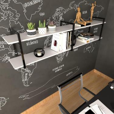 Imagem de Prateleira Industrial Moveis Escritorio Quarto Estante Infantil Planta Branco Organizador Brinquedos