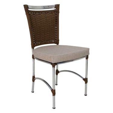 Imagem de Cadeira Em Alumínio E Fibra Sintética Jk Cozinha Edícula Sepia E Fundo Palha