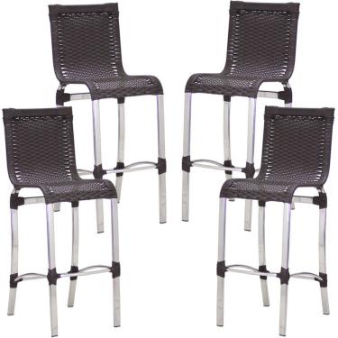 Imagem de 4 Banquetas Alta Haiti Alumínio Fibra Cozinha Balcão Edícula Tabaco