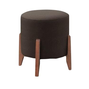 Imagem de Puff Estofado Decorativo Para Sala Redondo Paris Veludo Cor:marrom