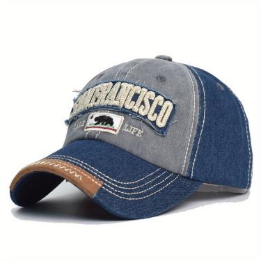 Imagem de Boné Sanfrancisco Bordado Vintage Lavado Boné Casual Hip Hop Azul