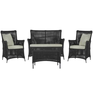 Imagem de Jogo Sofá E 2 Poltronas E Mesa Igapó Preta E3 Trama Original Preto