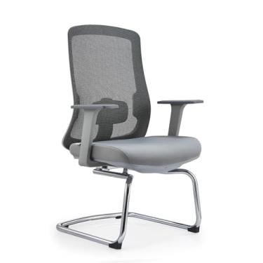 Imagem de Conjunto com 2 Unidades de Cadeira de Escritório BlumeOffice BLM191, Fixa Tipo Ski Preta ou Cromada, Encosto em Tela (Cinza/Cinza)