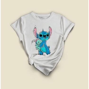 Imagem de Camiseta Stitch Desenho Casual  Tecido Leve E Estiloso - Lobo Sete, Br