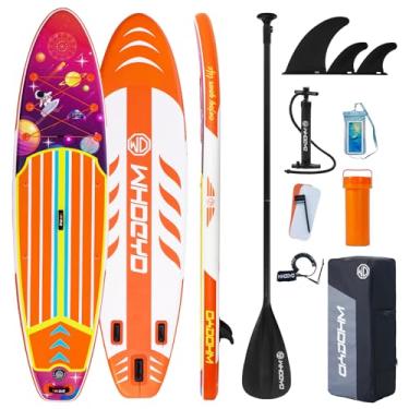 Imagem de WHDCYD Prancha de stand up paddle inflável 11' × 33" × 6", prancha de ioga com acessórios duráveis ​​para adultos e jovens, prancha de remo versátil