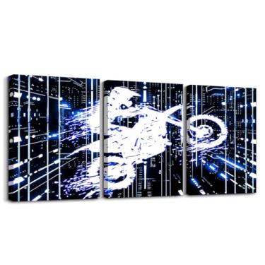 Imagem de Feelyou Pintura de parede infantil com imagem de bicicleta suja decoração de parede de piloto de motocross pôsteres meninos meninas motocicleta arte de parede para sala de estar quarto esportes