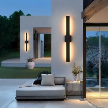 Imagem de JOKAONOTL Luzes De Led Pretas Longas Para Varanda, 34 Pol., Luminárias Externas Modernas, À Prova D'Água, Parede Externa, Casa, Garagem, Porta Da Frente, Pátio, Pacote Com 2