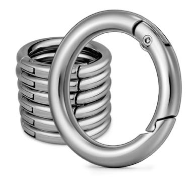 Imagem de LEBATSION Mosquetão Redondo Com 6 Peças De Anéis Mola Metal, Clipe Para Chaveiro, Fivela Ferragens Bolsa, Artesanato Faça Você Mesmo (Prata, 1'')