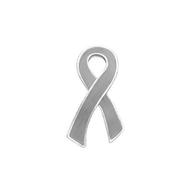 Imagem de Pacote com 2 alfinetes grandes de fita de conscientização de Parkinson - Alfinetes de conscientização de fita cinza baratos para conscientização da doença de Parkinson, arrecadação de fundos e