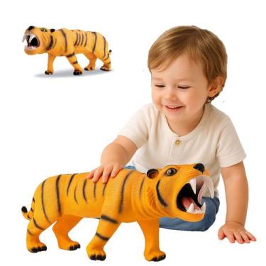 Imagem de Tigre Vinil Brinquedo Infantil Grande Animal Atoxico Macio - Bee Toys