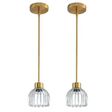 Imagem de CAFULAM Luminária Pendente Com Cúpula De Vidro, Luminárias Modernas Latão Antigo, Vintage Ilha Para Quarto, Sala Estar E Cozinha