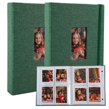 Imagem de Ayorasly Pacote Com 2 Álbuns De Fotos Polaroid, Cada Um 280 Fotos, Livros Memórias Verdes Para × 3 Em Capa Linho E Janela Exibição, Ótimo Crescimento Bebês Viagens Casamento