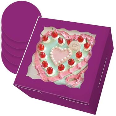 Imagem de Bakepacker Caixas Para Bolo Com 36 Unidades, 20X20X12 Cm, Janela, 18 Roxo Escuro, 20 Padaria (18 + Tabuleiros Inclusos)