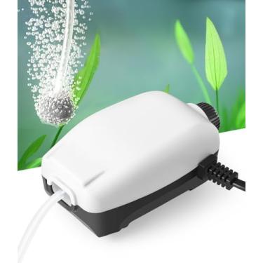 Imagem de HITOP Bomba de ar de aquário ajustável de 2 W de saída única, mini aerador silencioso de 2,8 L/M com acessórios, bomba de oxigênio para tanque pequeno de até 100 litros