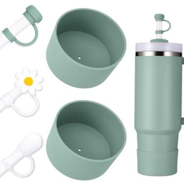 Imagem de DUNLAGUE Conjunto de capa de bota e canudo - 2 peças de bota de silicone, 3 peças de tampa de palha, protetor inferior para Stanley Cup H2.0 850 g e 1,134 g, cor exata combina com Stanley, acessórios