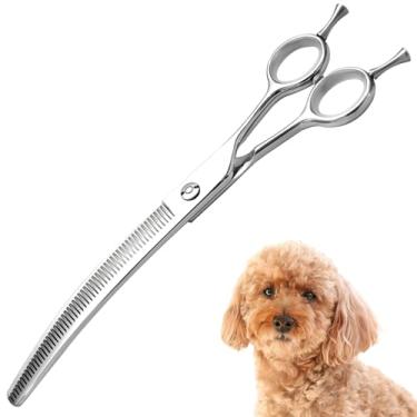 Imagem de Tesoura de cuidado de cães de 7,5 polegadas, 20 ° curvo, aço VG10, 55 dentes de diluição, tesouras profissionais de animais de estimação para cães, gatos ou uso doméstico