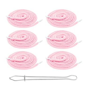 Imagem de Mandala Crafts Cordão de substituição rosa bebê para calças de moletom cintura - 15,5 cm algodão redondo cordão de moletom com capuz e cordão de substituição e fio de cordão