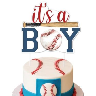 Imagem de Balterever Baseball Baby Shower Decorations for Boys A Little Slugger Is On The Way Baby Shower Cake Topper Oh Boy Baseball Party Supplies for Sport Theme Party Decorations