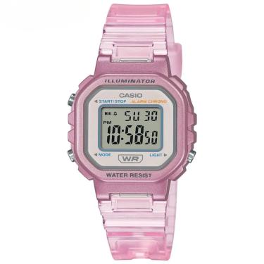 Imagem de Relógio de Pulso Casio Feminino Digital Prova Dágua Pequeno Quadrado Esportivo Rosa Translúcido LA-20WHS-4ADF