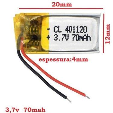 Imagem de 4 Baterias 70 Mah 3,7v 4mm X 12mm X 20mm Carta - bgb