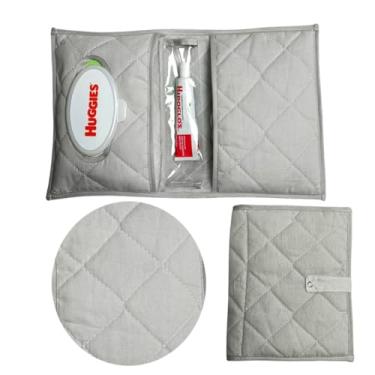 Imagem de Porta Fraldas Lenço Umidecido Pomada Portátil Para Bebê Menina Menino Feminino Masculino (Cinza)