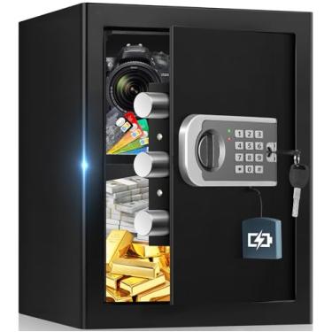 Imagem de FOWORE 1.8 Cofres Cuft Para Casa, Cofre À Prova De Fogo, Cofres Domésticos À Prova De Fogo E À Prova D'Água Com Teclado Eletrônico, Chave Reserva, Alerta Inteligente, Cofre De Segurança À Prova De F