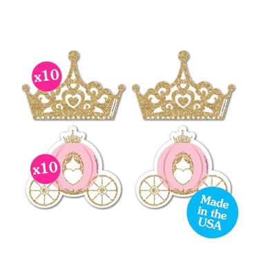 Imagem de Coroa de princesinha pequena – Tiara e decoração de carruagem DIY rosa e dourado princesa chá de bebê ou festa de aniversário – Conjunto de 20