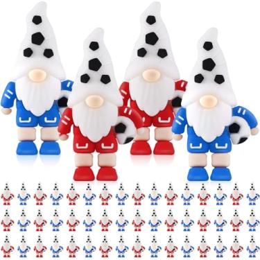 Imagem de Halloscume 50 Pcs Mini Soccer Gnome Bulk Tiny Sports Theme Gnomes Soccer Figurines to Hide and Seek Soccer Ornaments Sports Themed Party Favors Gift for Soccer Lover Tiered Tray Home Decoration